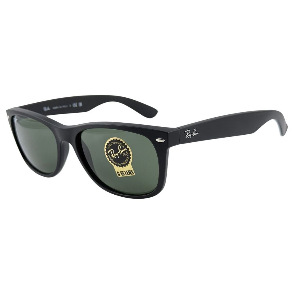 Ray Ban RB2132F New Wayfarer Unisex Plastic Sunglass 622 Matte Black G-15 58-18